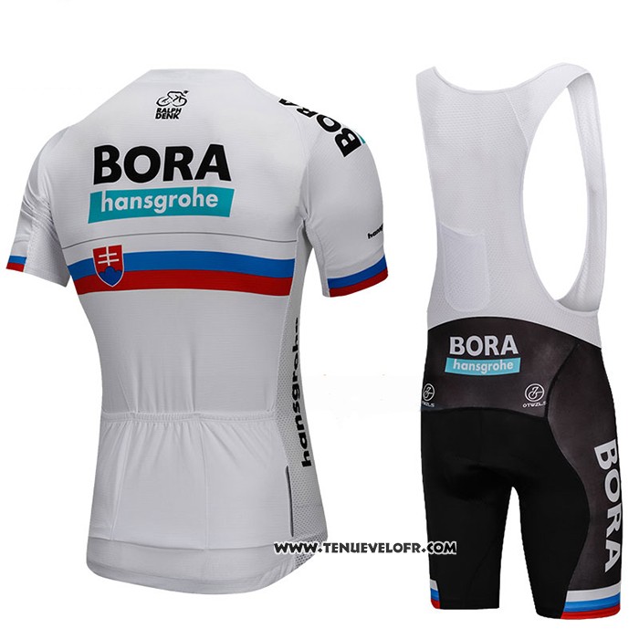 2018 Maillot Ciclismo Bora Champion Slovaquie Blanc Manches Courtes et Cuissard